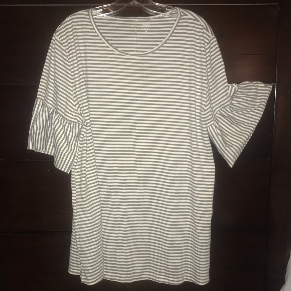 TICKLED TEAL striped tunic top